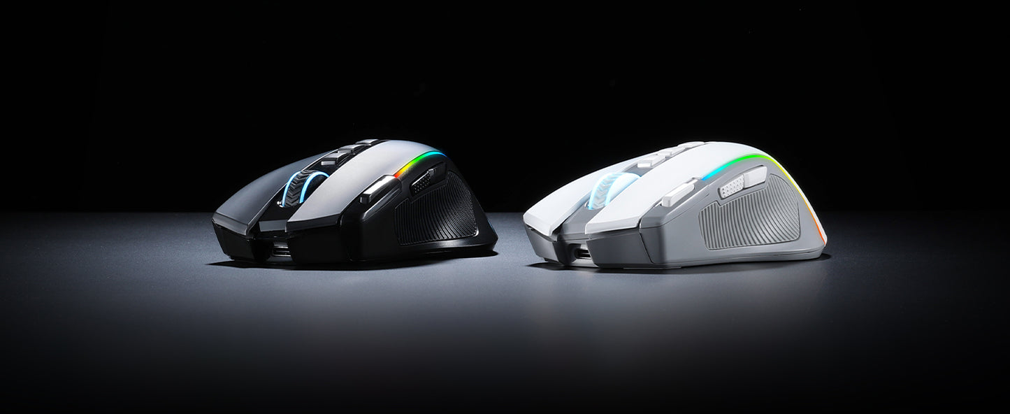 Mouse Gaming Redragon M612 PRO RGB BT 2.4G, ottico wireless 8000 DPI, 9 pulsanti programmabili, 7 modalità retroilluminate, B