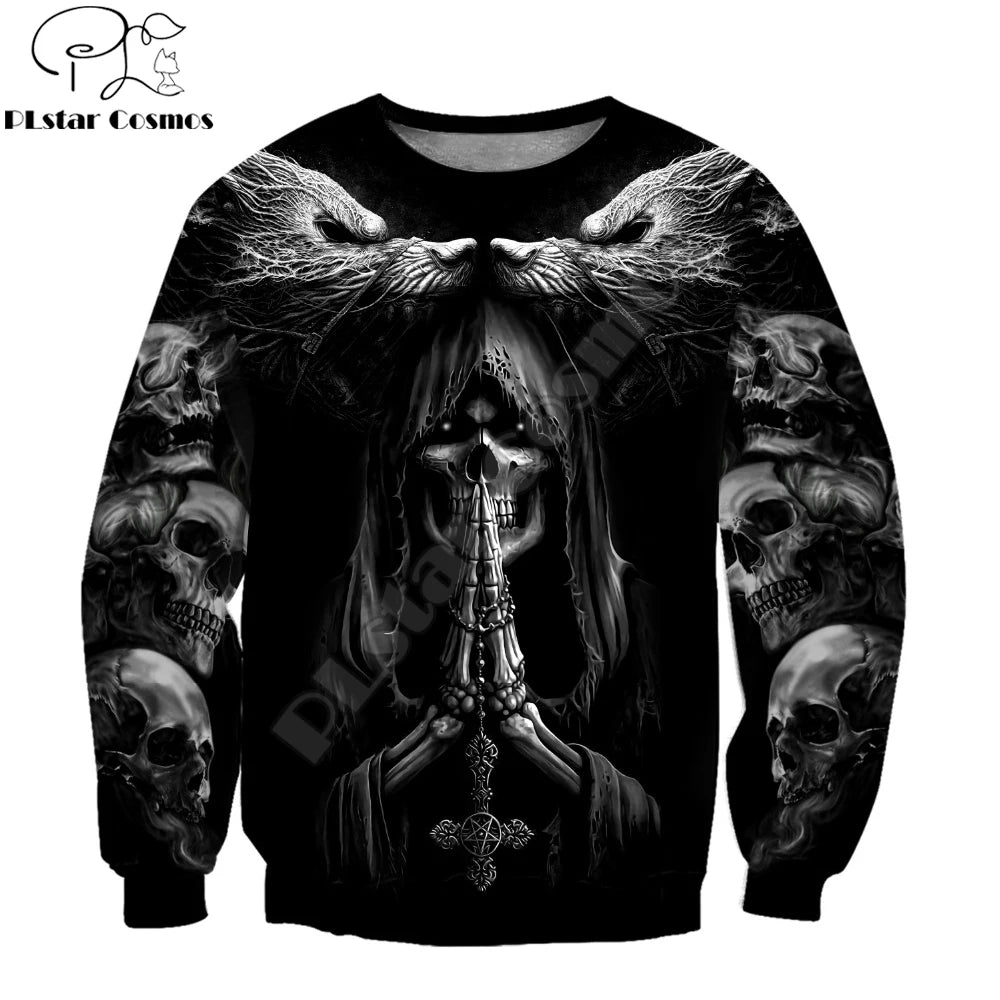 Autumn Fashion Hoodies Fenrir Wolf Skull Tattoo 3D All Over Printed Mens Sweatshirt Unisex Zip Pullover Casual Jacket DW0364