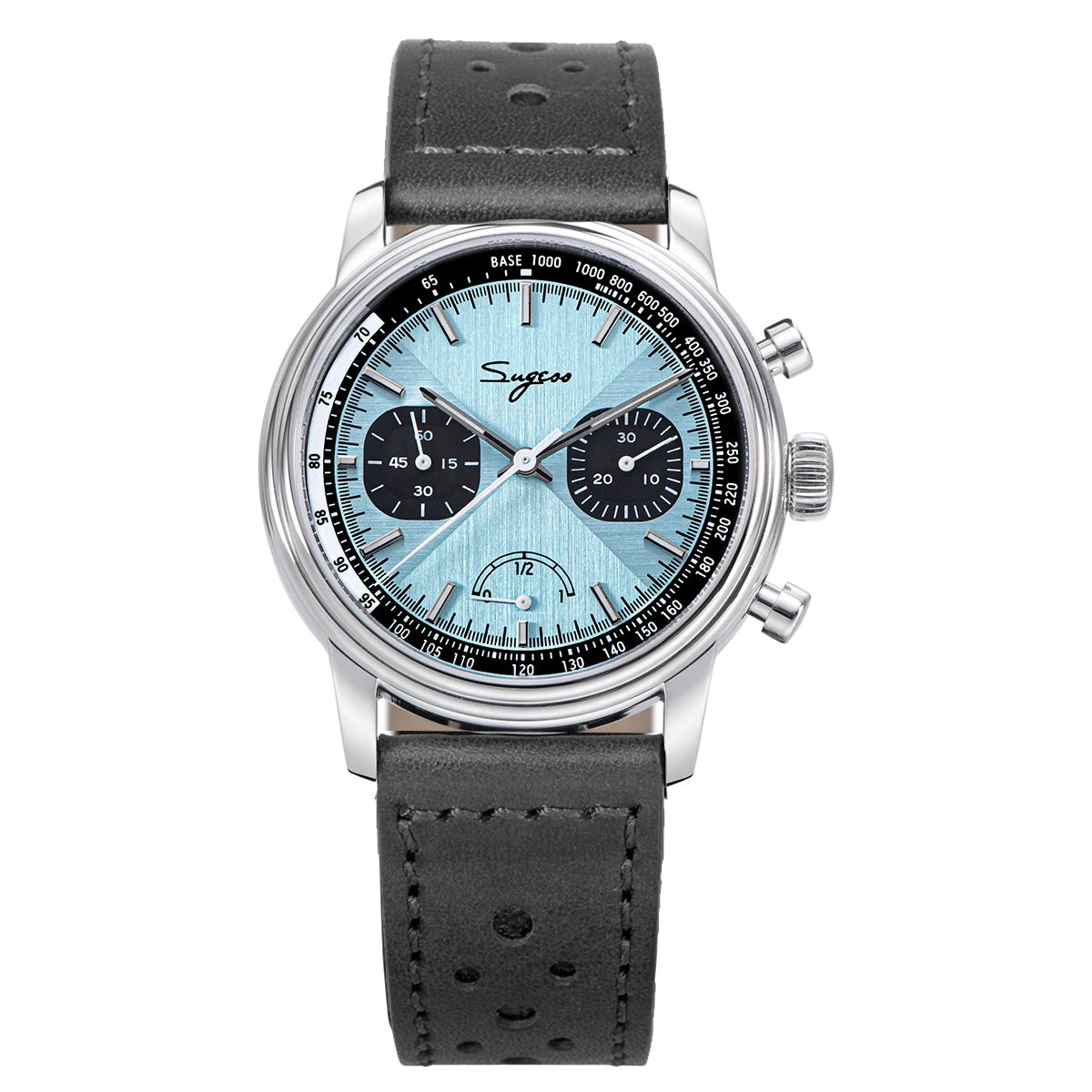Sugess Watch of Men Pilot 1963 Wristwatches ST1906 Chronograph Handwind Movement Domed Sapphire Waterproof PowerReserve Lume V2