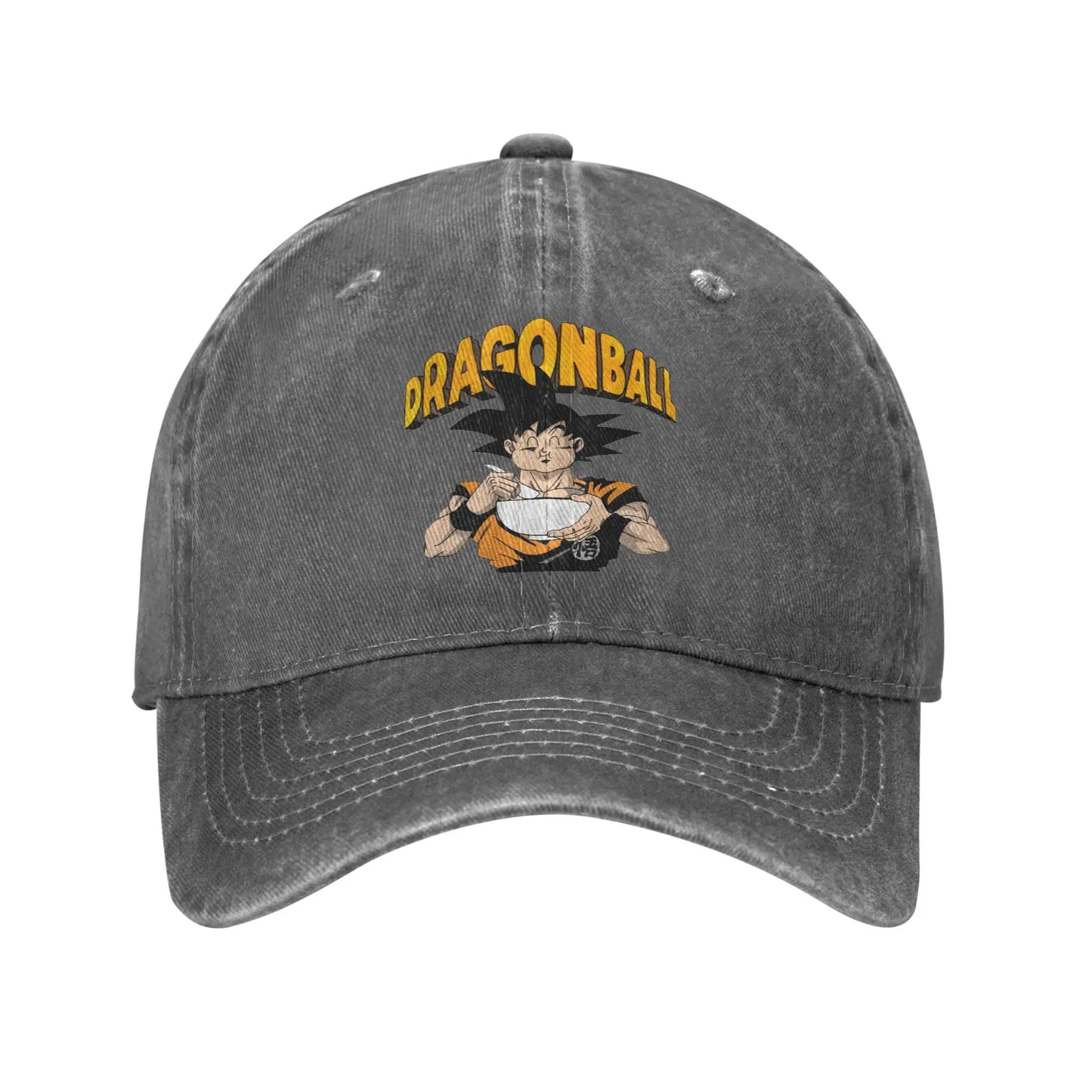 Retro DBZ dragon ball Goku Eating Ramen Baseball Caps Unisex Distressed Washed Sun Cap Outdoor Summer Adjustable Fit Hats Cap