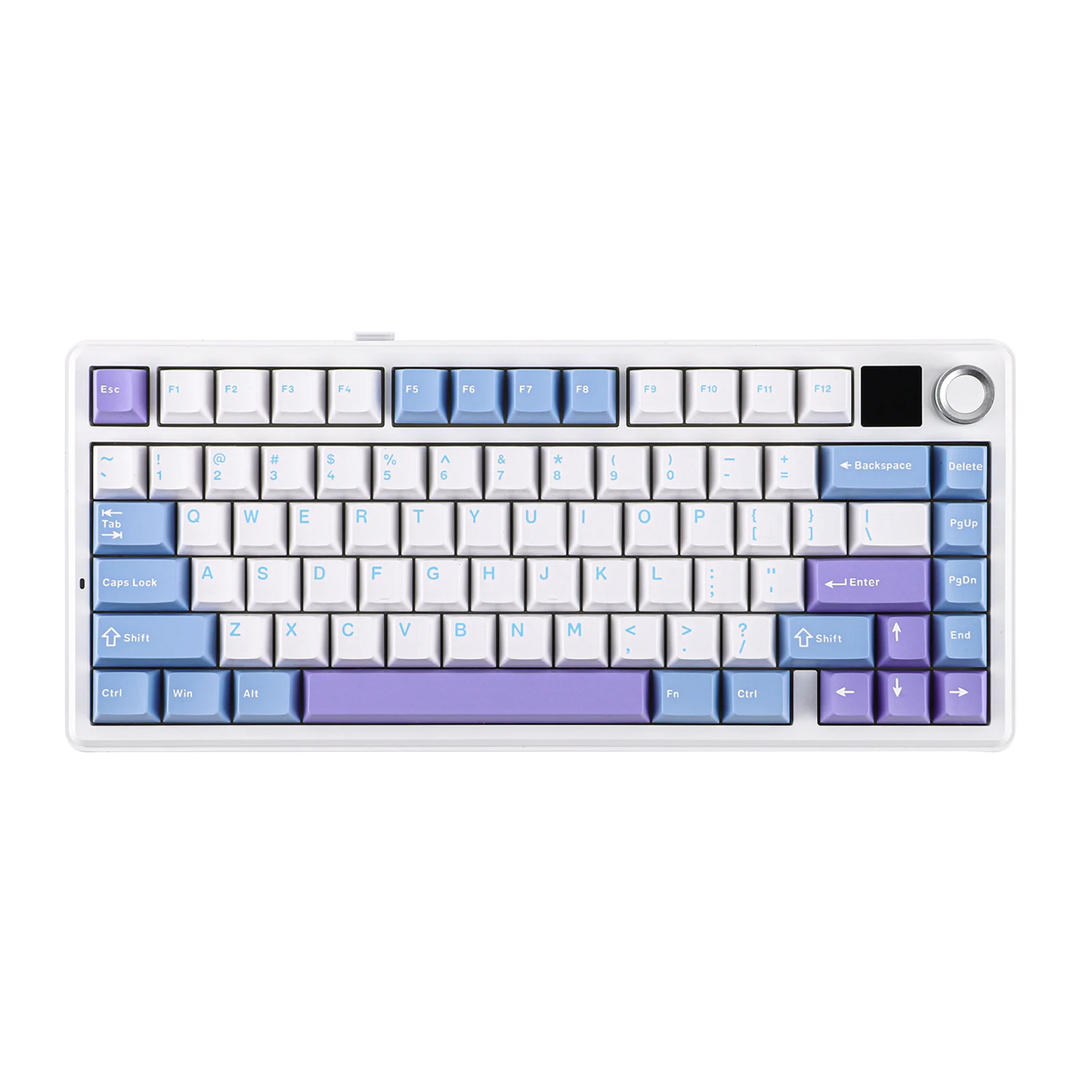 Teclado mecânico sem fios EPOMAKER X AULA F75 MAX Compact 75% ANSI Layout com ligação com fios/Bluetooth/2.4GHz, ecrã TFT e botão rotativo