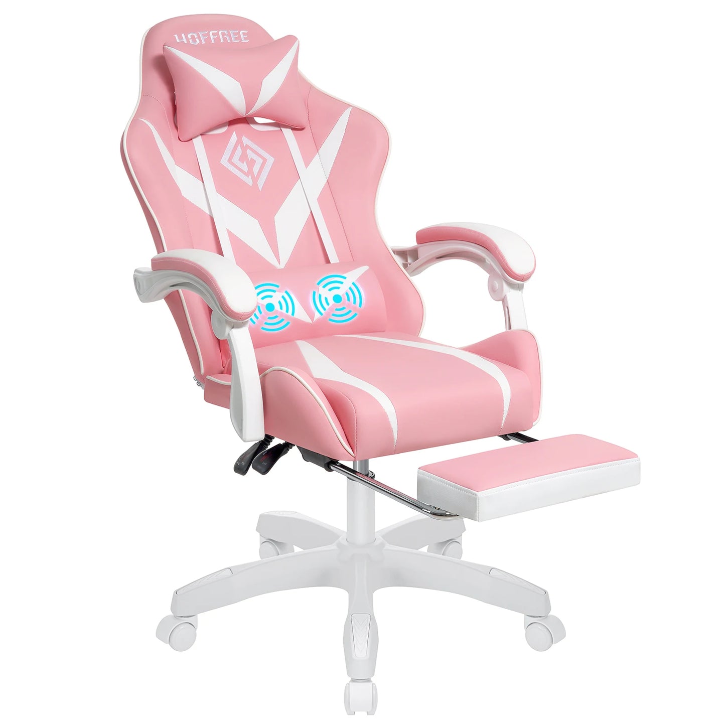 200Lbs Gaming Chair with Massage Lumbar Support, Ergonomic PC Gaming Chair with Footrest, Reclining Adjustable Armrest Computer Chair