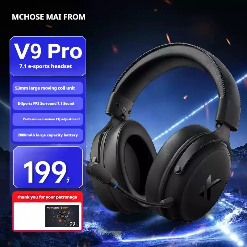 MCHOSE V9 Pro Wireless Bluetooth Headset with Tri-Mode Mic Noise Reduction Dynamic Sound And Low Delay Office And Gaming Gifts
