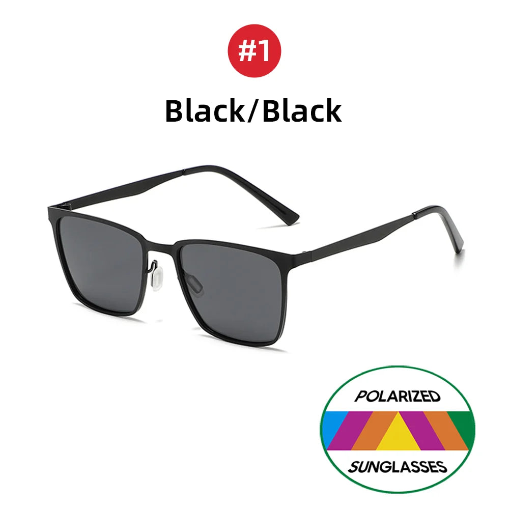 Men’s Retro Rectangular Polarized Sunglasses VIVIBEE, Matte Black UV400 Eyewear, Women Stylish Outdoor Driving Glasses