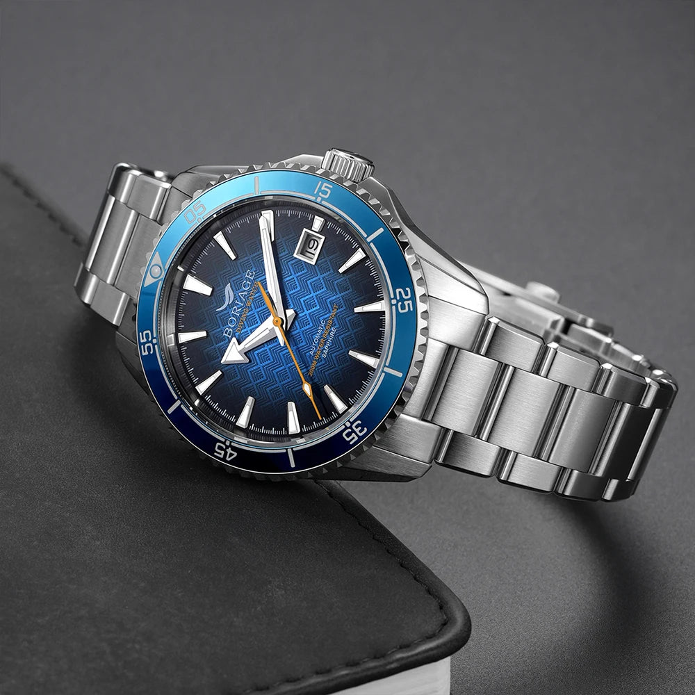 BORIAGE Fully Automatic Mechanical Diving Watch, 200m Water Resistance Miyuda 9015 Movement Men's Watch