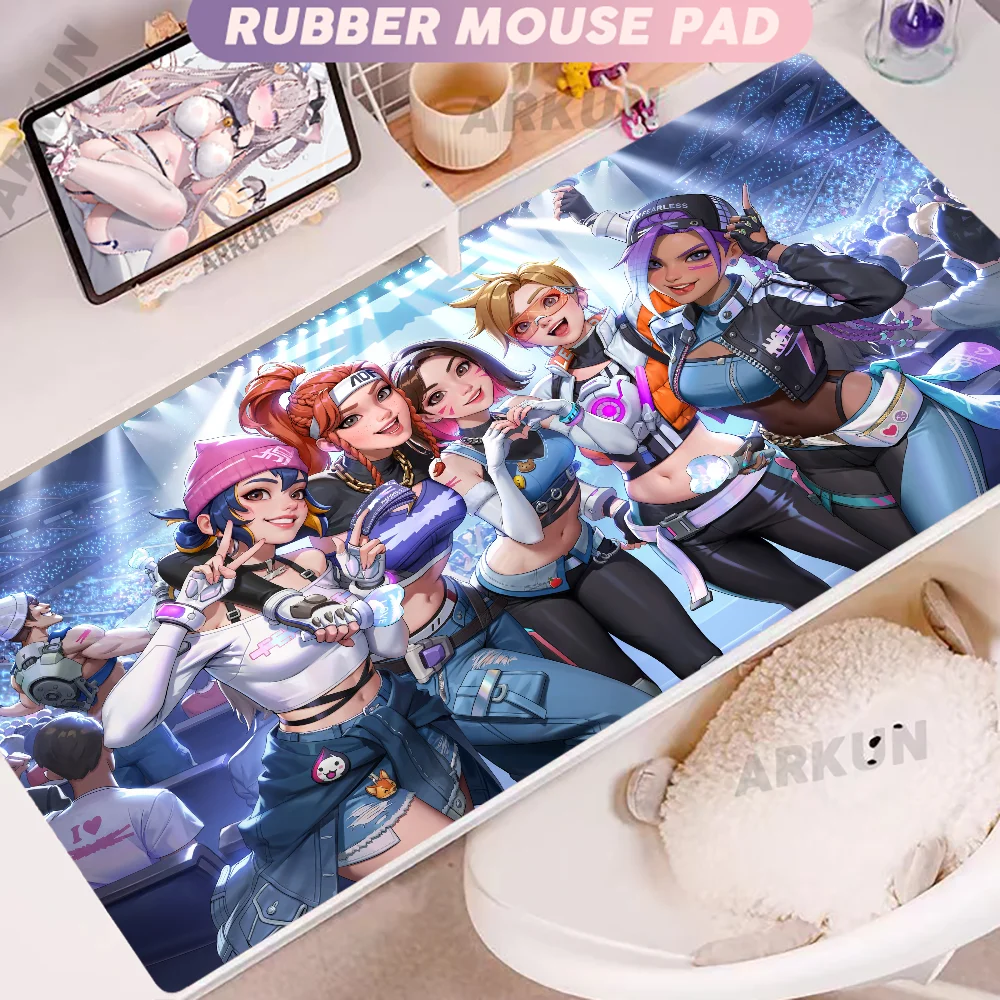 Módní velká FPS 900x400 anime herní podložka s dívkou ve stylu Overwatch pro notebook a kancelář, měkká gumová podložka na stůl, herní podložka pod myš XXL