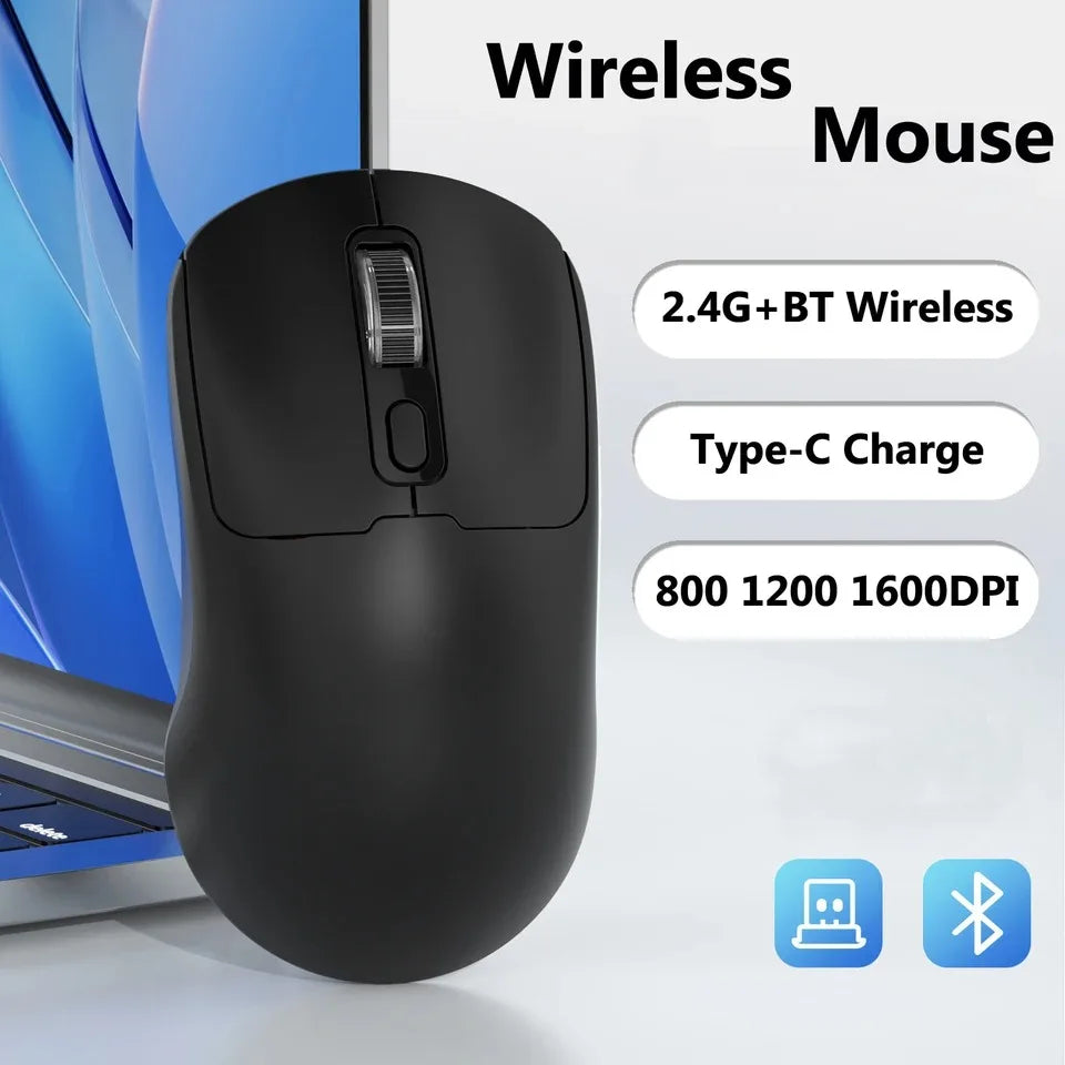 Bluetooth 5.4 Wireless Mouse Dual Mode Rechargeable Silent Gaming Mouse, 2.4G Bluetooth Wireless Mouse for PC, Laptop, MacBook & Desktop