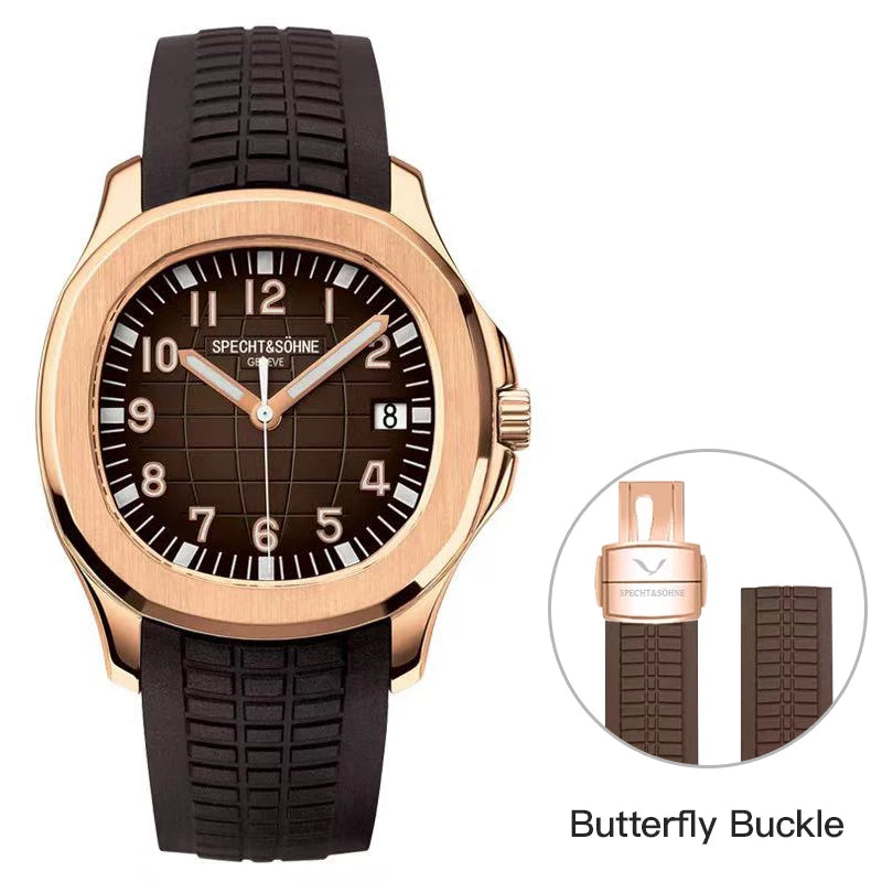 Specht&Sohne 2025 New Luxury Men Mechanical Wristwatch Miyota 8215 Stainless Steel Watch Green Rubber Sapphire Reloj Hombre