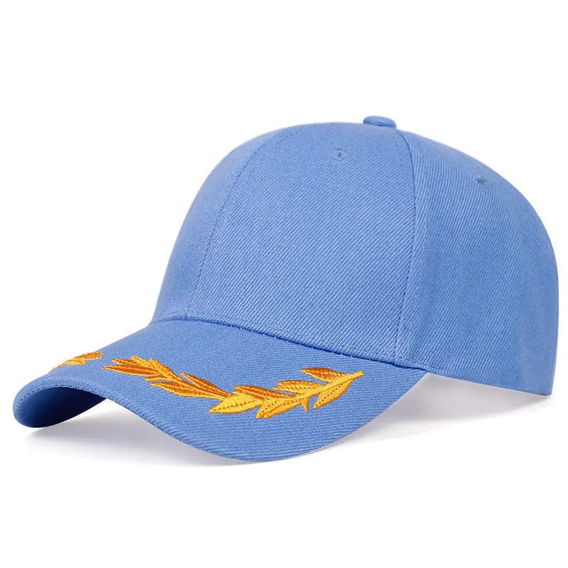 Custom Logo Men Adjustable Spring Autumn Baseball Cap Solid Wheat ear embroidery Fashion Trucker Cap Women Peaked Cap Fs Sun Hat