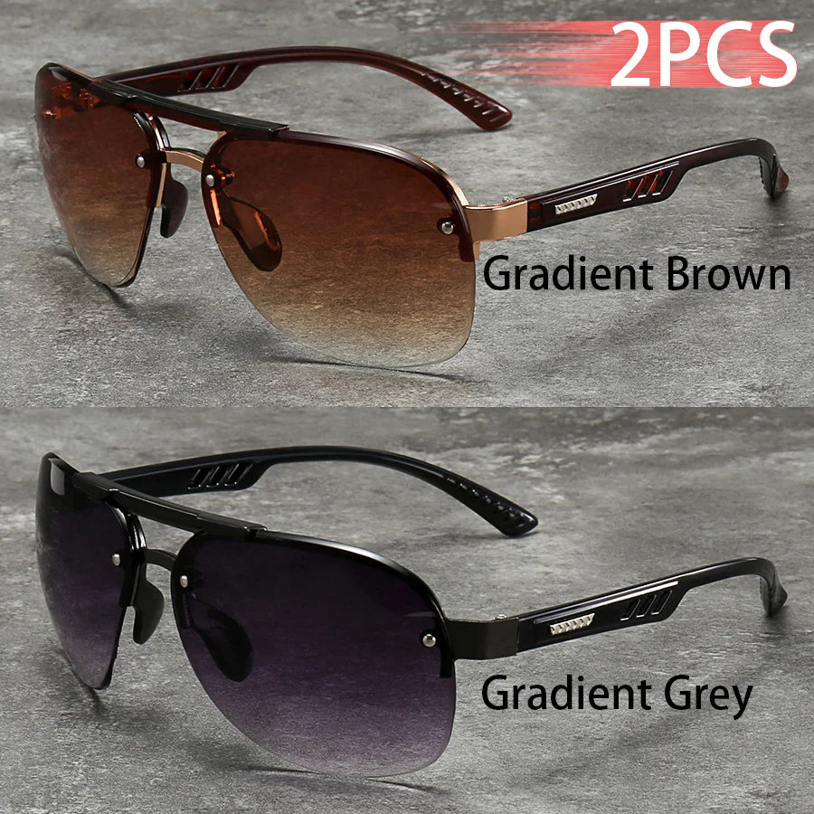 2PCS Fashion Luxury Gradient Lens Men Women OutdoorSunglasses for Running Mountaineering Driving Fishing Travel MTB Eyewear