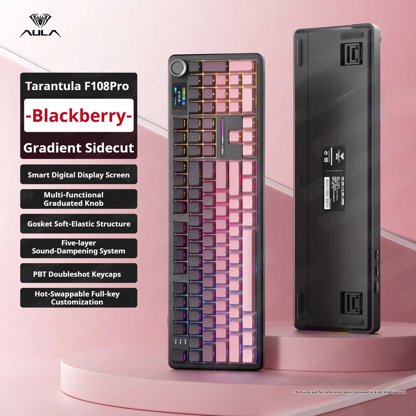 Teclado Mecânico AULA F108 PRO Personalizado Layout 100% Retroiluminação RGB Sem Fios Bluetooth Interruptores Hi-Fi Teclado Gaming