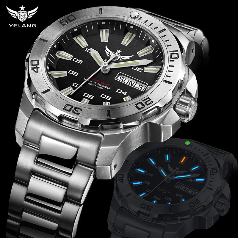 Yelang V5.1 Men's Watch 44mm Super Dive 300M Professional Waterproof SW220 Movement Luxury Automatic Mechanical Watch for Men