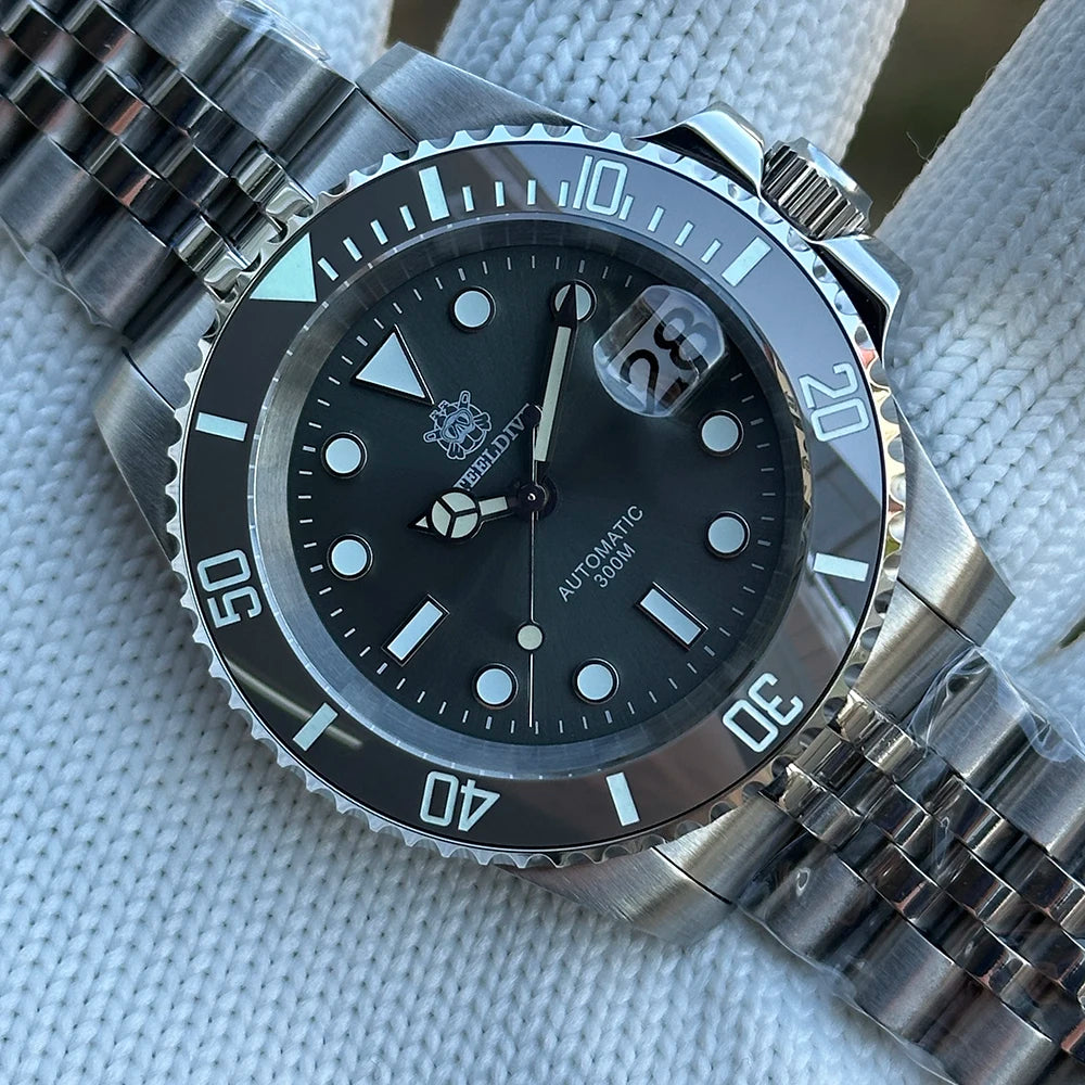 STEELDIVE Brand SD1953 Gray Dial Stainless Steel NH35 Watch Ceramic Bezel 41mm Sapphire Glass Men Dive Watches hombre