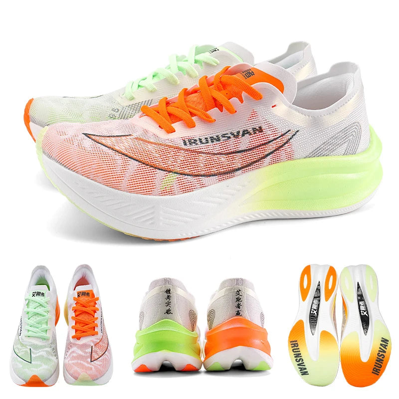 IRUNSVAN Scarpe da running professionali per maratona con piastra in carbonio e nylon, leggere e ammortizzate, sneakers outdoor da allenamento per uomo e donna