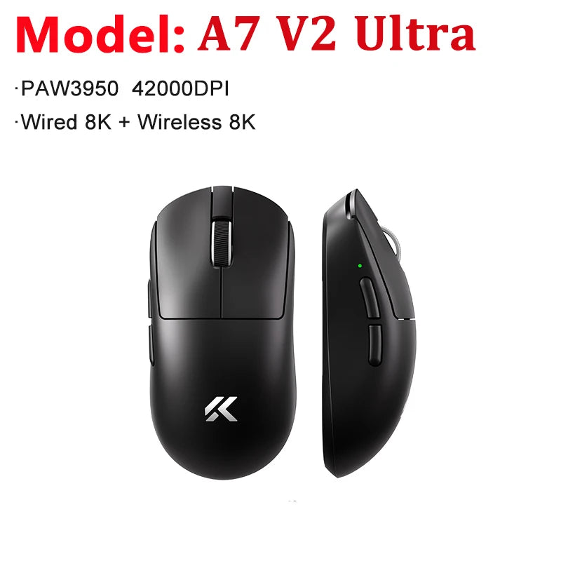 MCHOSE A7 V2 Ultra / Pro könnyű vezeték nélküli gamer egér, dupla 8000Hz, PAW3950 TI, 42000DPI – PC-s e-sport játékosoknak