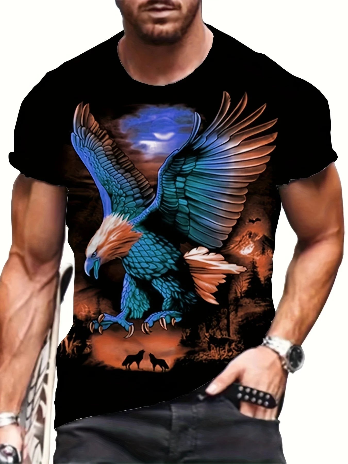 Fashion Eagle Graphic T Shirts Luxury T-Shirt Summer Men's T-Shirts Casual Tops Short Sleeve T-Shirt 3D Printing Men Clothing