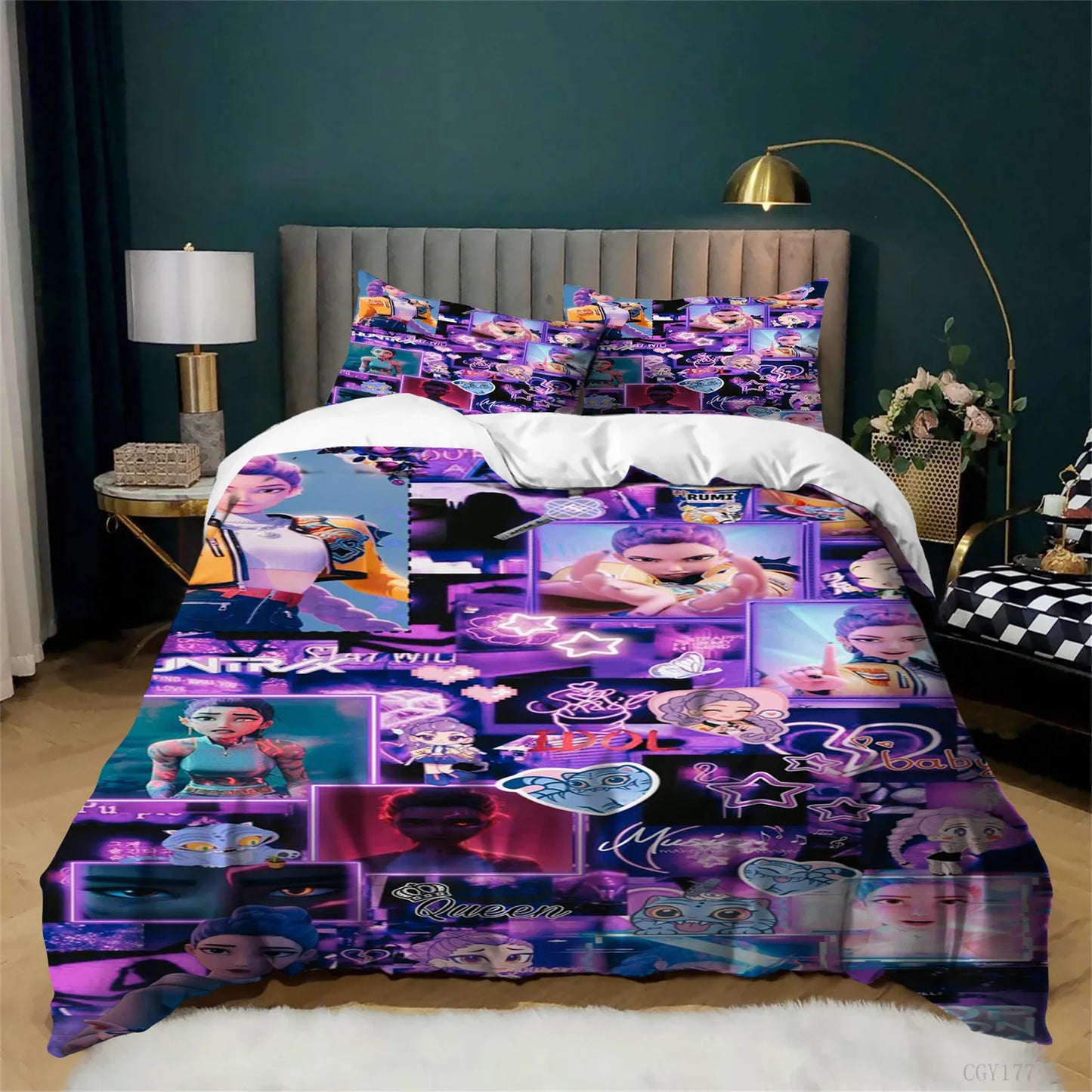 KPop Bedding Duvet Cover Set 3pcs Lightweight Soft Quilt Cover Microfiber Duvet Cover with Zipper Closure