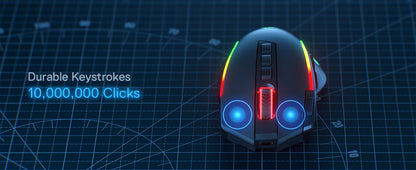 Mouse gaming Redragon M612 PRO BT & 2.4RGB, 8000 DPI, ottico cablato/wireless, 11 pulsanti programmabili e 6 modalità retroilluminate
