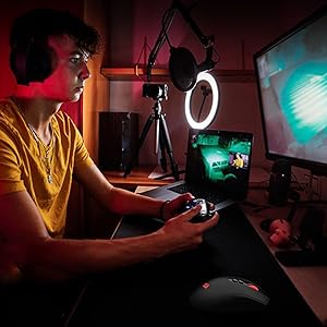 Redragon M656 Gainer Wireless Gaming Mouse, 4000 DPI 2.4GHz Wireless Gaming Mouse with 7 Programmable Buttons, 5 DPI Levels & Red LED Backlight