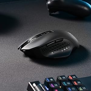 Redragon M656 Gainer Wireless Gaming Mouse, 4000 DPI 2.4GHz Wireless Gaming Mouse with 7 Programmable Buttons, 5 DPI Levels & Red LED Backlight