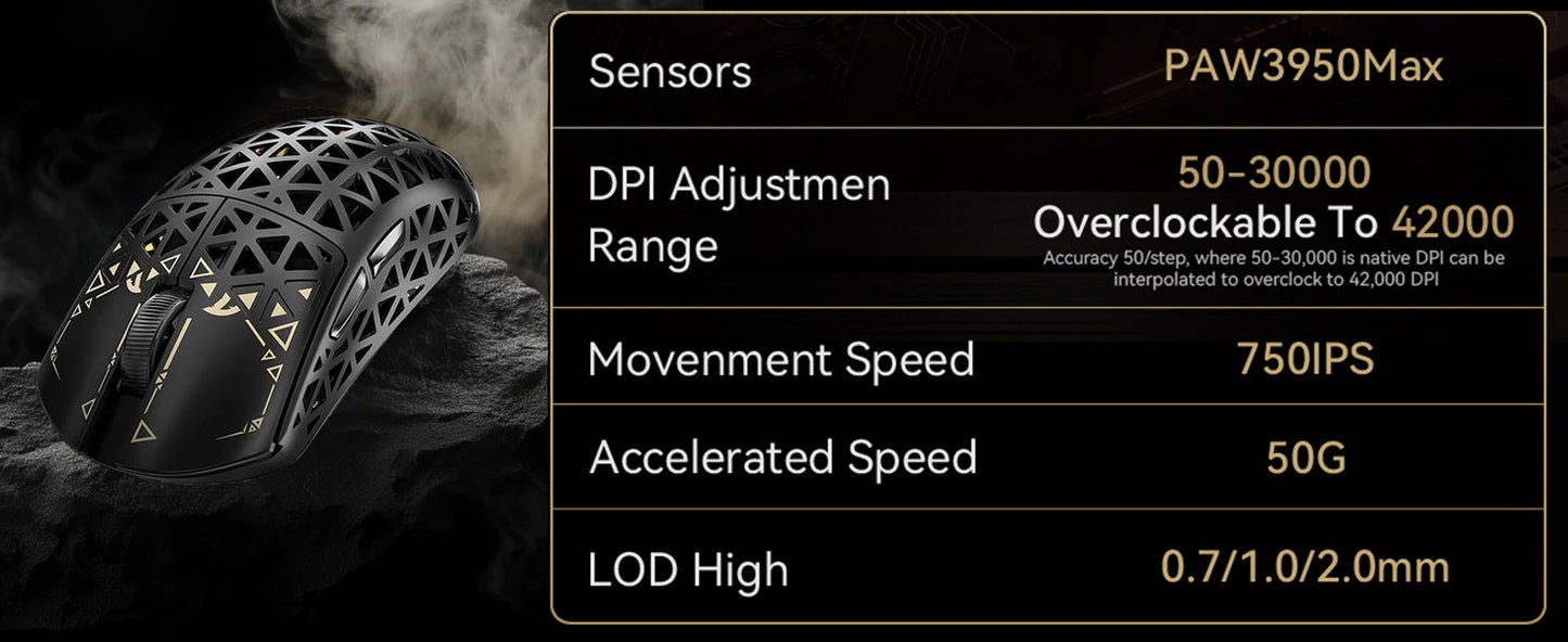 ATTACK SHARK R5 Ultra Carbon Fiber trådløs 8K gamingmus 39g SUPERLIGHT, PixArt PAW3950MAX gamingsensor, 8000Hz trådløs polling