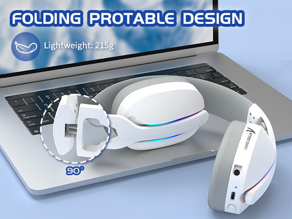 Auscultadores Gaming Sem Fios MAMBASNAKE x ATTACK SHARK L90 RGB – Auscultadores Gaming Dobráveis Tri-Mode Bluetooth 2.4G Sem Fios e com Fio, com Microfone Amovível