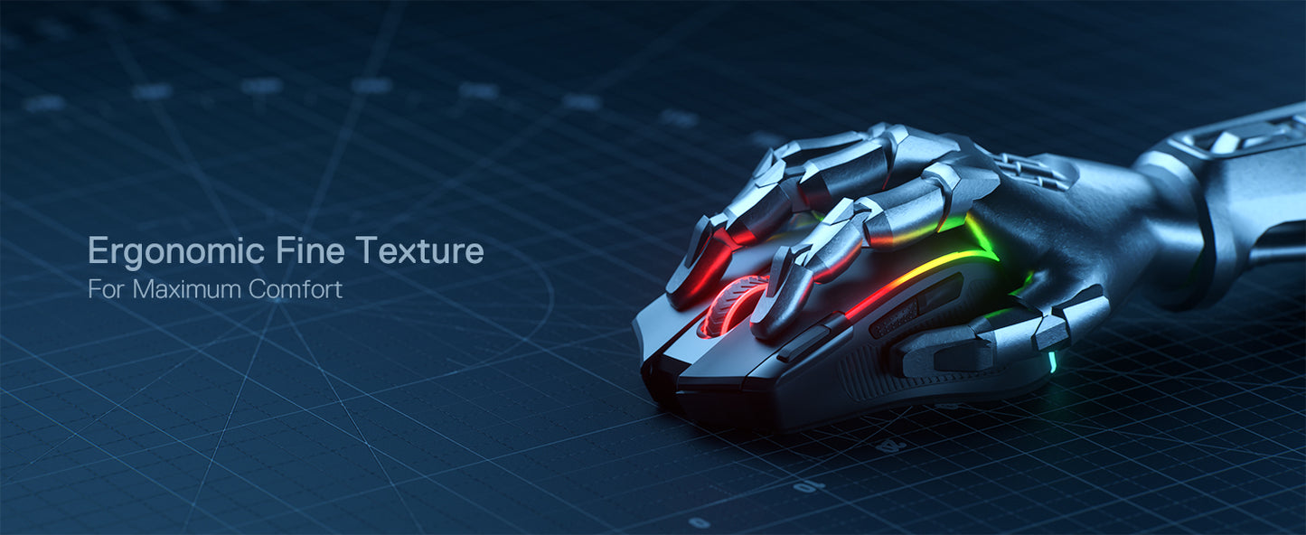 Mouse gaming Redragon M612 PRO BT & 2.4RGB, 8000 DPI, ottico cablato/wireless, 11 pulsanti programmabili e 6 modalità retroilluminate