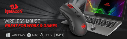 Mouse wireless ottico Redragon M652 2.4G con ricevitore USB, mouse portatile per gaming e ufficio, 5 livelli DPI regolabili