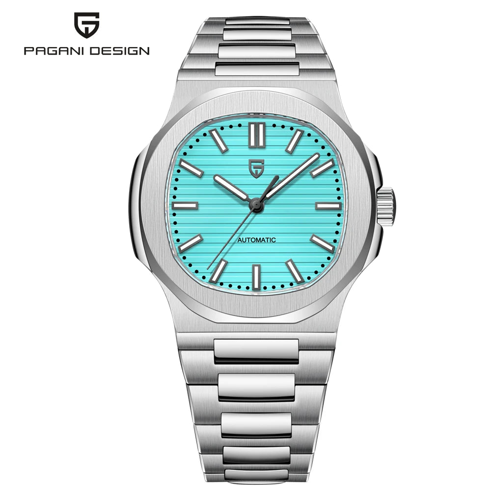 New man DESIGN Automatic luxury Pugani Mechanical Watch With glasses anti-Reflective Sapphire Light needles, man sport Watch, Local Delivery