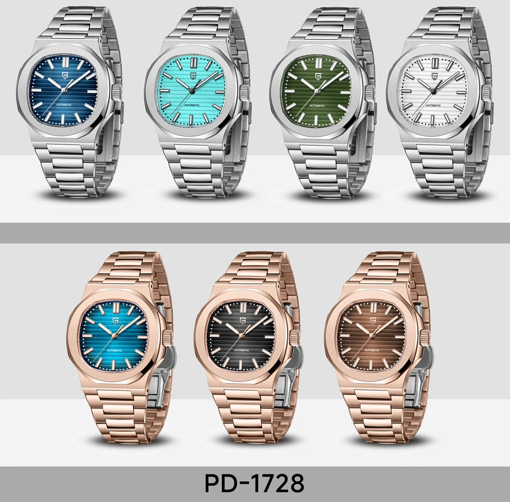 New man DESIGN Automatic luxury Pugani Mechanical Watch With glasses anti-Reflective Sapphire Light needles, man sport Watch, Local Delivery