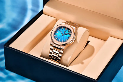 New man DESIGN Automatic luxury Pugani Mechanical Watch With glasses anti-Reflective Sapphire Light needles, man sport Watch, Local Delivery