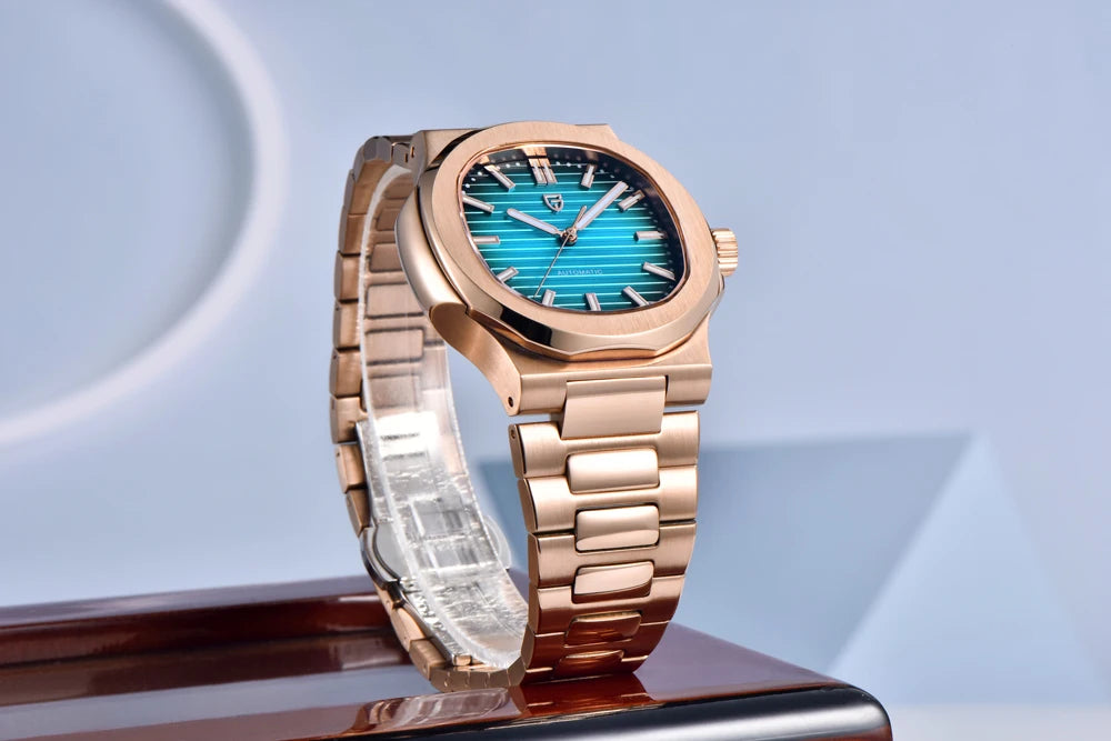 New man DESIGN Automatic luxury Pugani Mechanical Watch With glasses anti-Reflective Sapphire Light needles, man sport Watch, Local Delivery