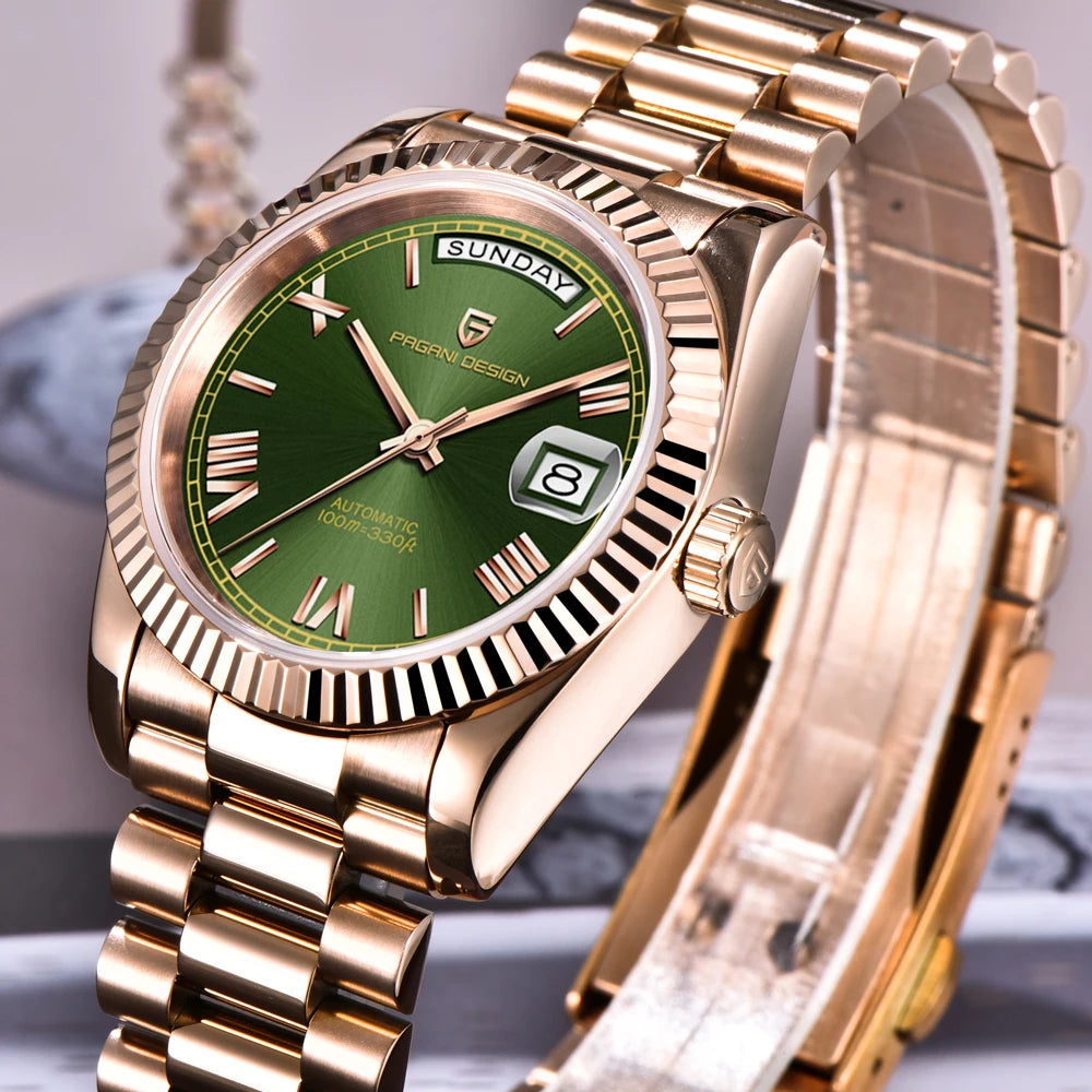 New Watch man PAGANI DESIGN D36 gold Rose Luxury automatic mechanical waterproof glass Sapphire AR stainless steel Date gift Man
