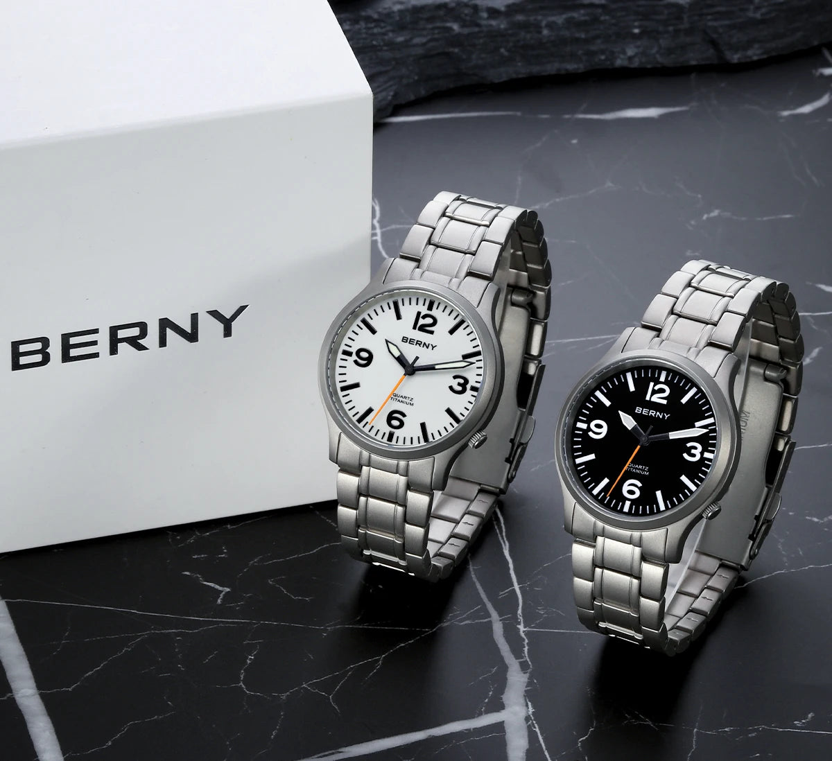 BERNY Full Titanium Men Watch Super Luminous Sports Quartz Watches Lightweight and Comfortable 5ATM Easy Read Wristwatch