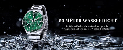SAPPHERO Men’s Quartz Watch Luxury Chronograph Sport Wristwatch Stainless Steel Waterproof 50M Date Luminous Business Watch