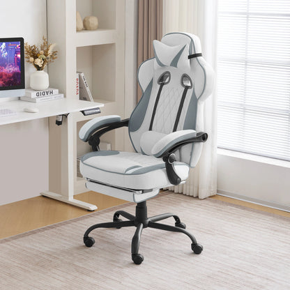 WOLTU Rotatable Computer Armchair Swivel Gaming Chair with Pocket Spring Cushion Ergonomic Office Chair Wide Seat Footrest