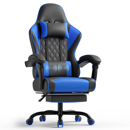HOMALL Ergonomic Massage Gaming Chair with Adjustable Height, Lumbar Support, Headrest, Reclining Swivel Office Chair with Footrest