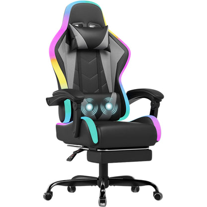 HOMALL LED Gaming Chair Multiple Light Effects Ergonomic with Footrest, Headrest and Lumbar Support Desk Chair