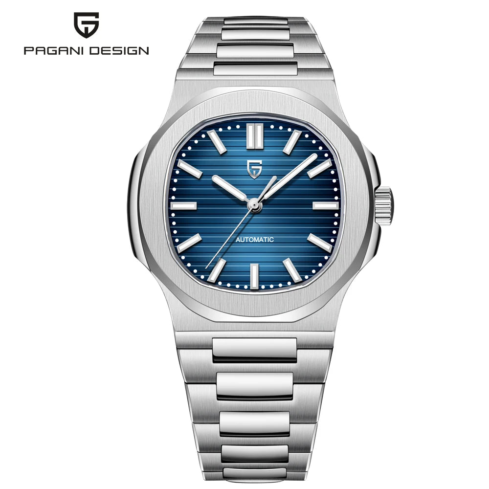 New man DESIGN Automatic luxury Pugani Mechanical Watch With glasses anti-Reflective Sapphire Light needles, man sport Watch, Local Delivery