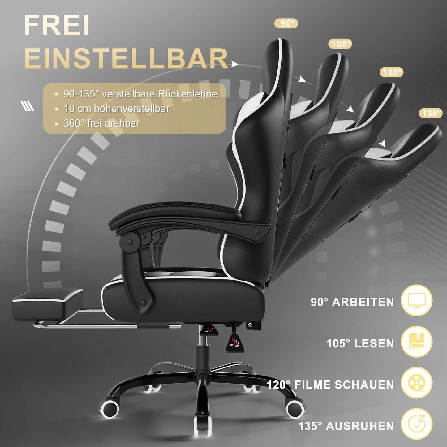 HOMALL Ergonomic Massage Gaming Chair with Adjustable Height, Lumbar Support, Headrest, Reclining Swivel Office Chair with Footrest