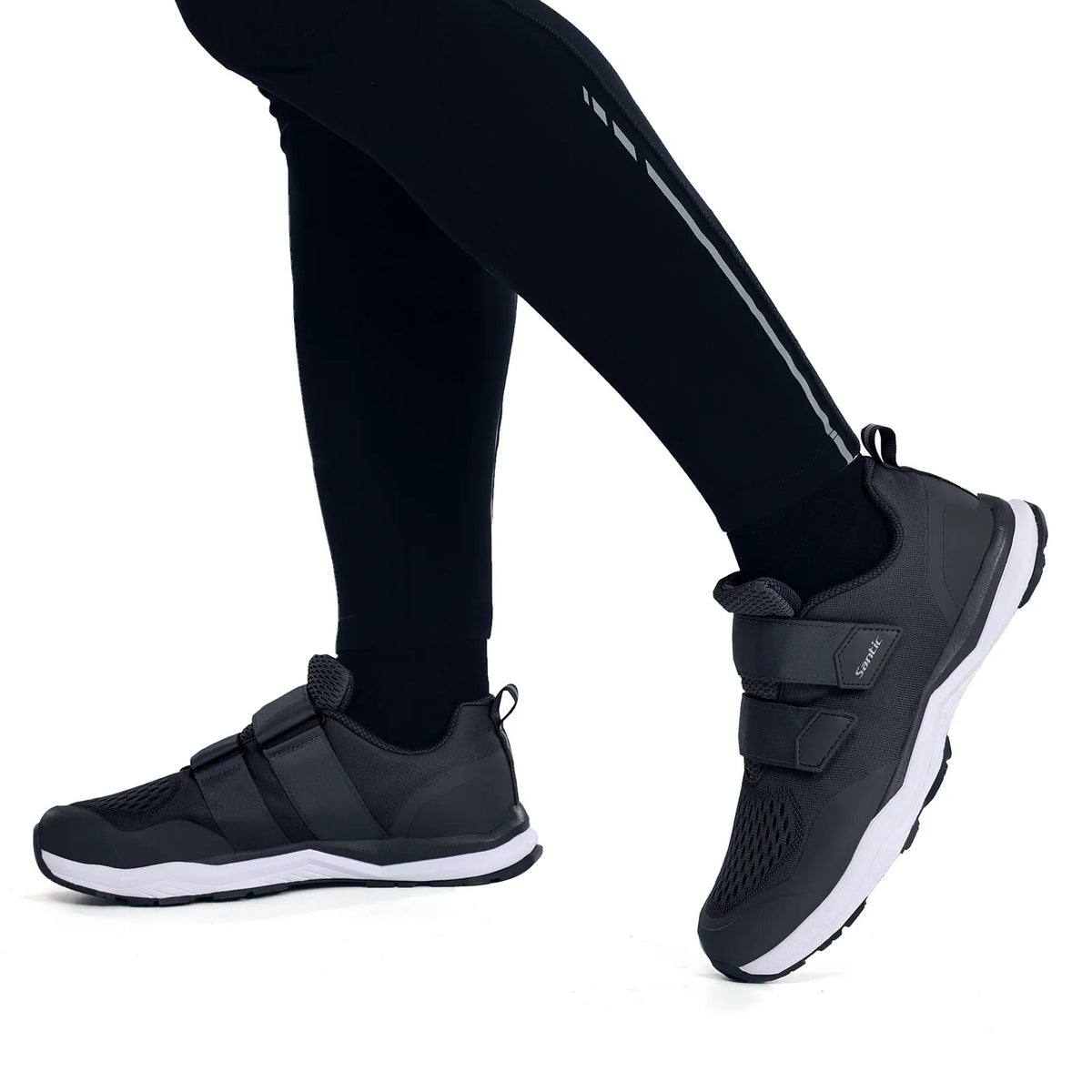 Santic Cycling Shoes Multi-purpose Running SPD Indoor Leisure Shoes Rubber Sole Hook Loop Design 3D Mesh Fabric Sneakers Unisex