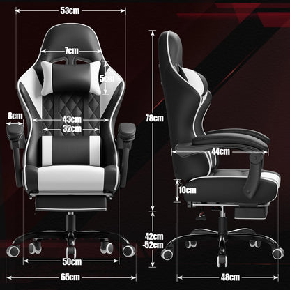 HOMALL Ergonomic Massage Gaming Chair with Adjustable Height, Lumbar Support, Headrest, Reclining Swivel Office Chair with Footrest