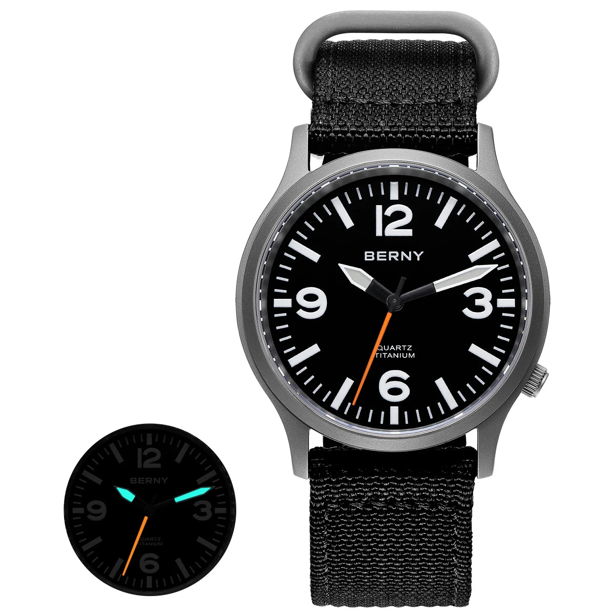 BERNY Full Titanium Men Watch Super Luminous Sports Quartz Watches Lightweight and Comfortable 5ATM Easy Read Wristwatch