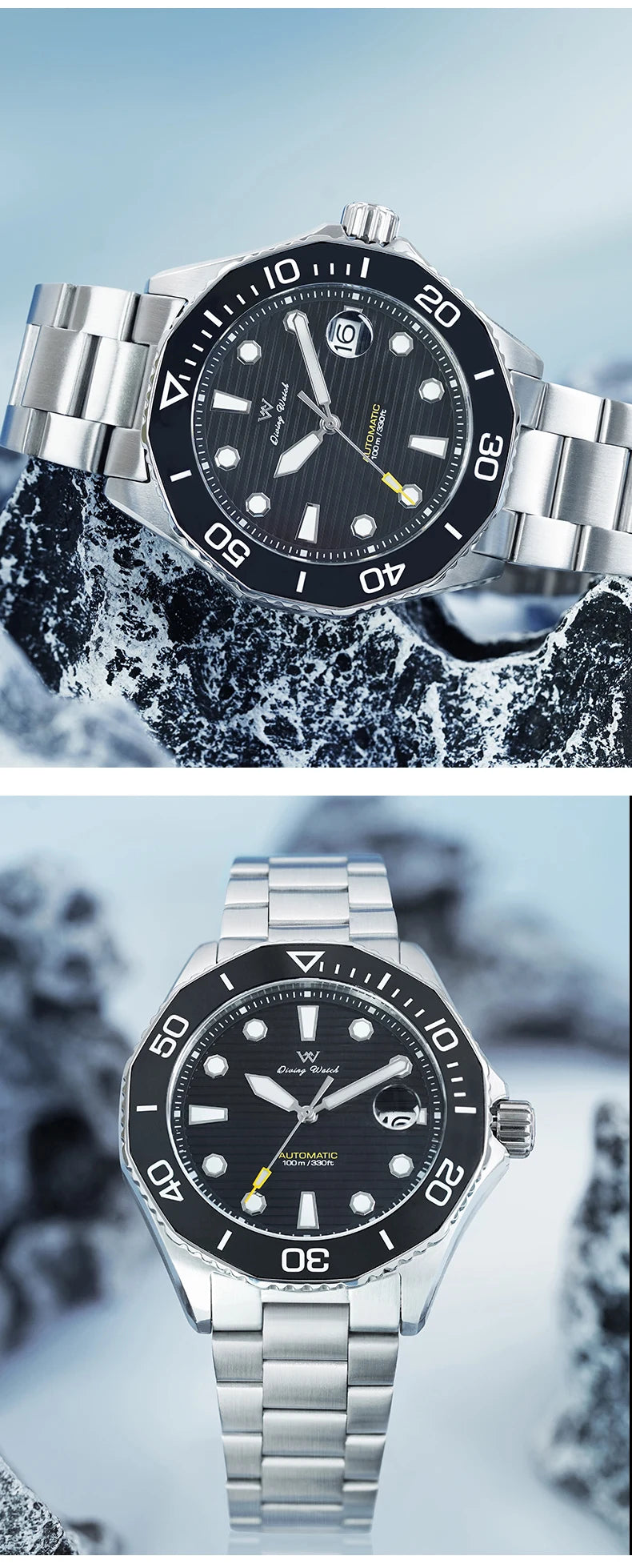 WM Watch Automatic Mechanical Watches Ceramic Bezel Anti-reflective Coating 100 Water Resistant Sapphire Welly Merck Watch 189M