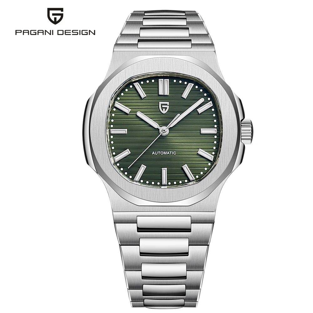 New man DESIGN Automatic luxury Pugani Mechanical Watch With glasses anti-Reflective Sapphire Light needles, man sport Watch, Local Delivery