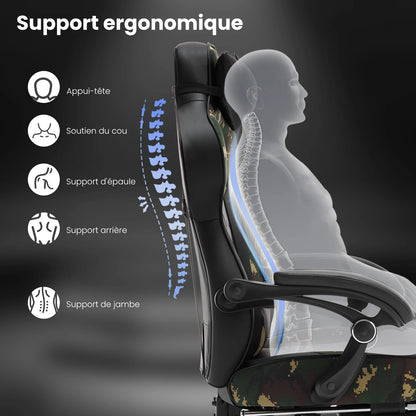 WOLTU Swivel  Gaming Racing Chair Desk Office Computer Chair Sports Seat with Headrest Lumbar Cushion Footrest Gamer Chair