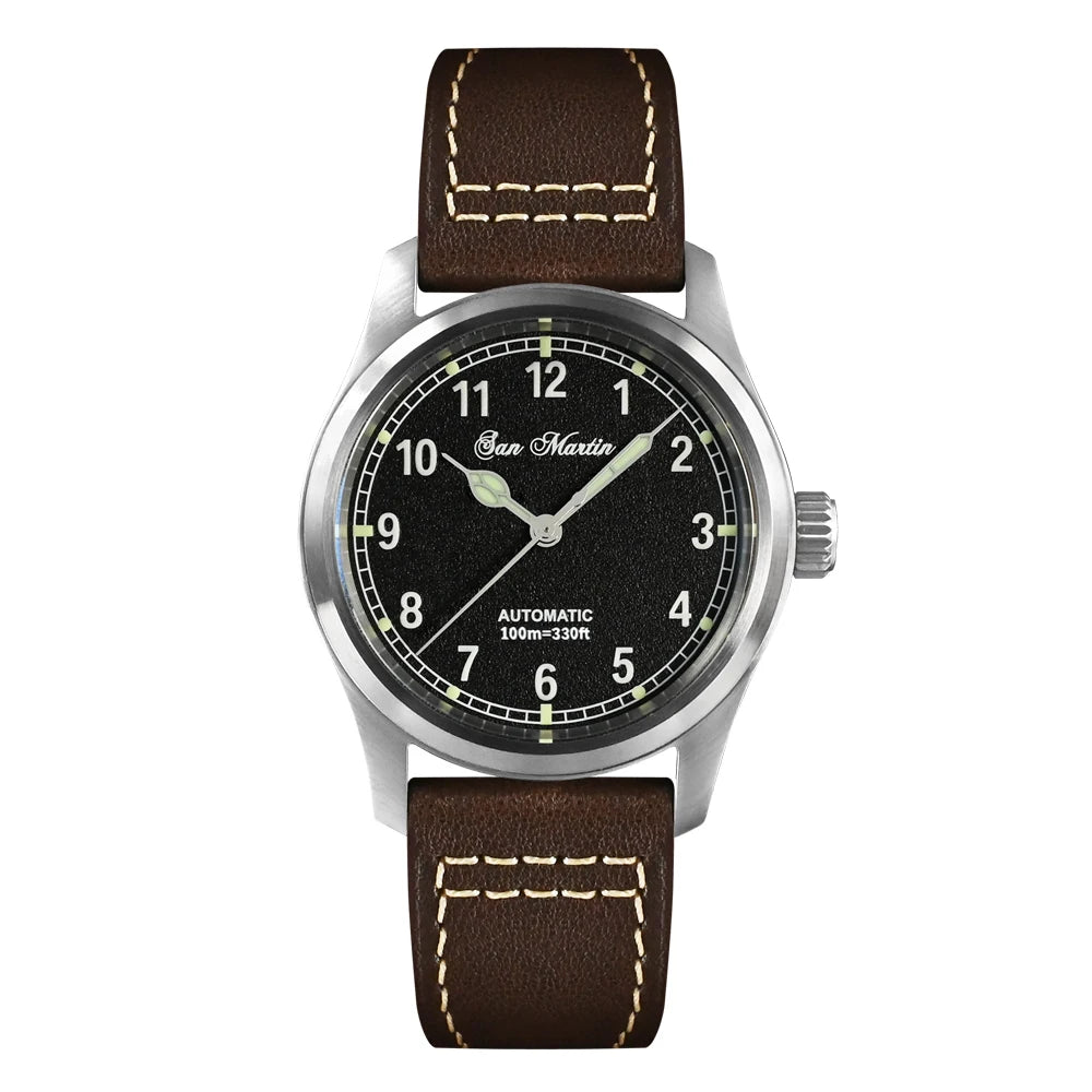 San Martin Simple Men Watch 37mm Pilot Miyota 8215 Classic Military Explore Automatic Mechanical Watches Waterproof 100m