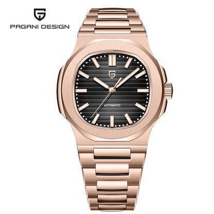 New man DESIGN Automatic luxury Pugani Mechanical Watch With glasses anti-Reflective Sapphire Light needles, man sport Watch, Local Delivery