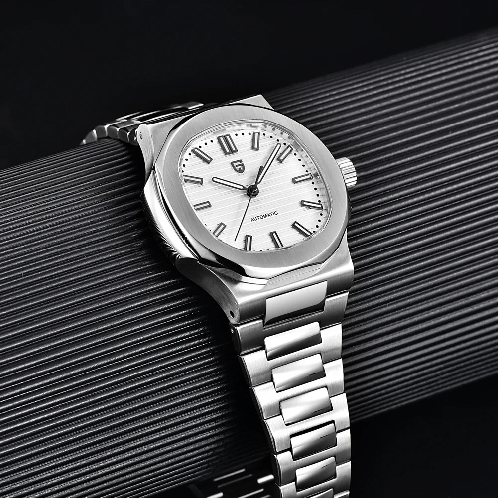 New man DESIGN Automatic luxury Pugani Mechanical Watch With glasses anti-Reflective Sapphire Light needles, man sport Watch, Local Delivery