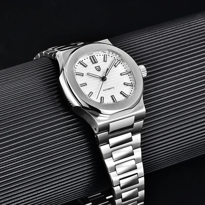 New man DESIGN Automatic luxury Pugani Mechanical Watch With glasses anti-Reflective Sapphire Light needles, man sport Watch, Local Delivery